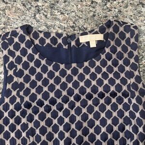 Banana Republic Navy and Taupe Hexagon Sleeveless Dress